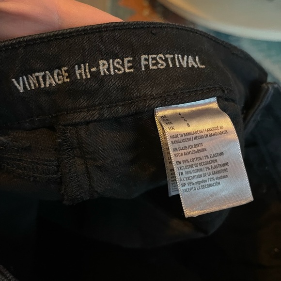 AE American Eagle Vintage Hi-Rise Festival Black Shorts, Distressed—Size 4••• - Picture 10 of 12